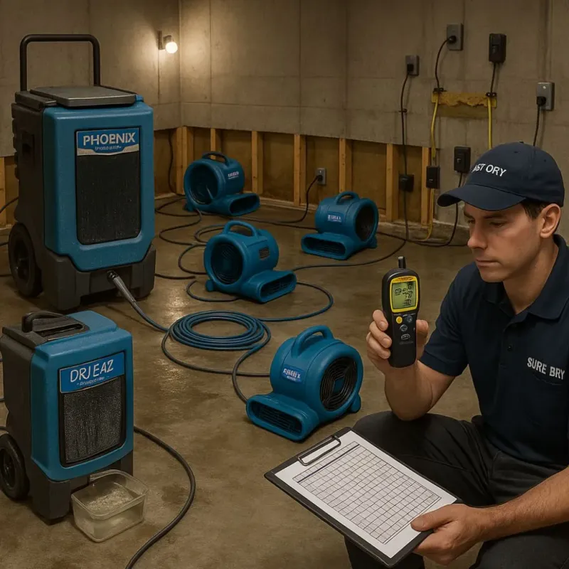 Structural Drying and Dehumidification process in Glendale, AZ